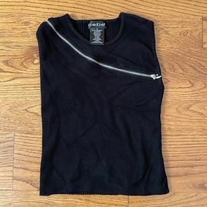BARELY WORN Bebe black zipper tank